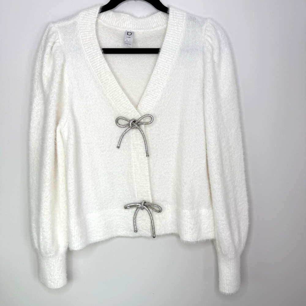 Belldini White Cardigan with Silver Accents
